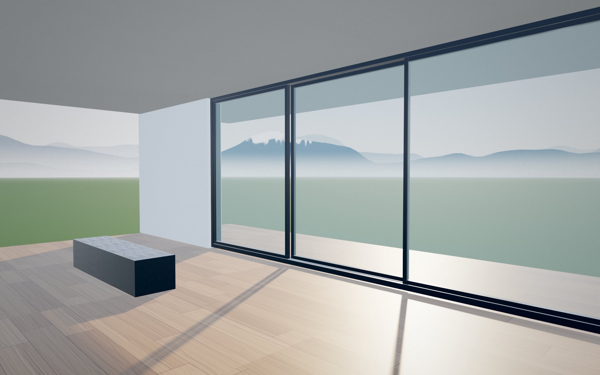 Baie vitrée en aluminium — visualisation 3D